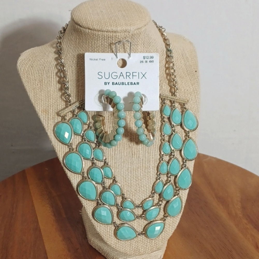 Sugarfix By Baublebar Necklace And Earrings In A Beautiful Pale Green